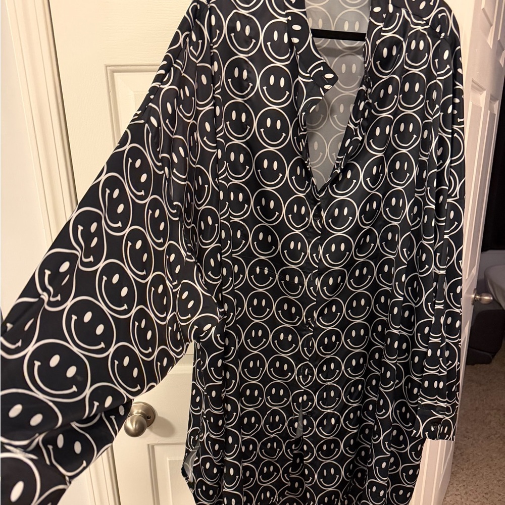 Black and White Smiley Face Blouse
